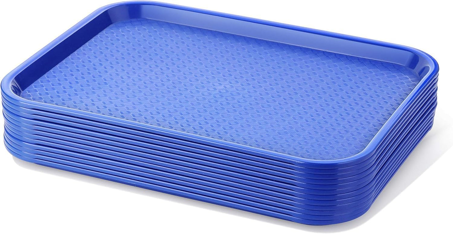 Fast Food Tray Set of 12 in Blue, Perfect for Casual Dining