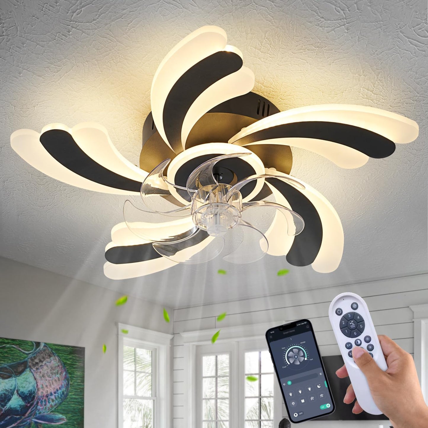 Modern Ceiling Fan with Lights Remote Control for Home Use