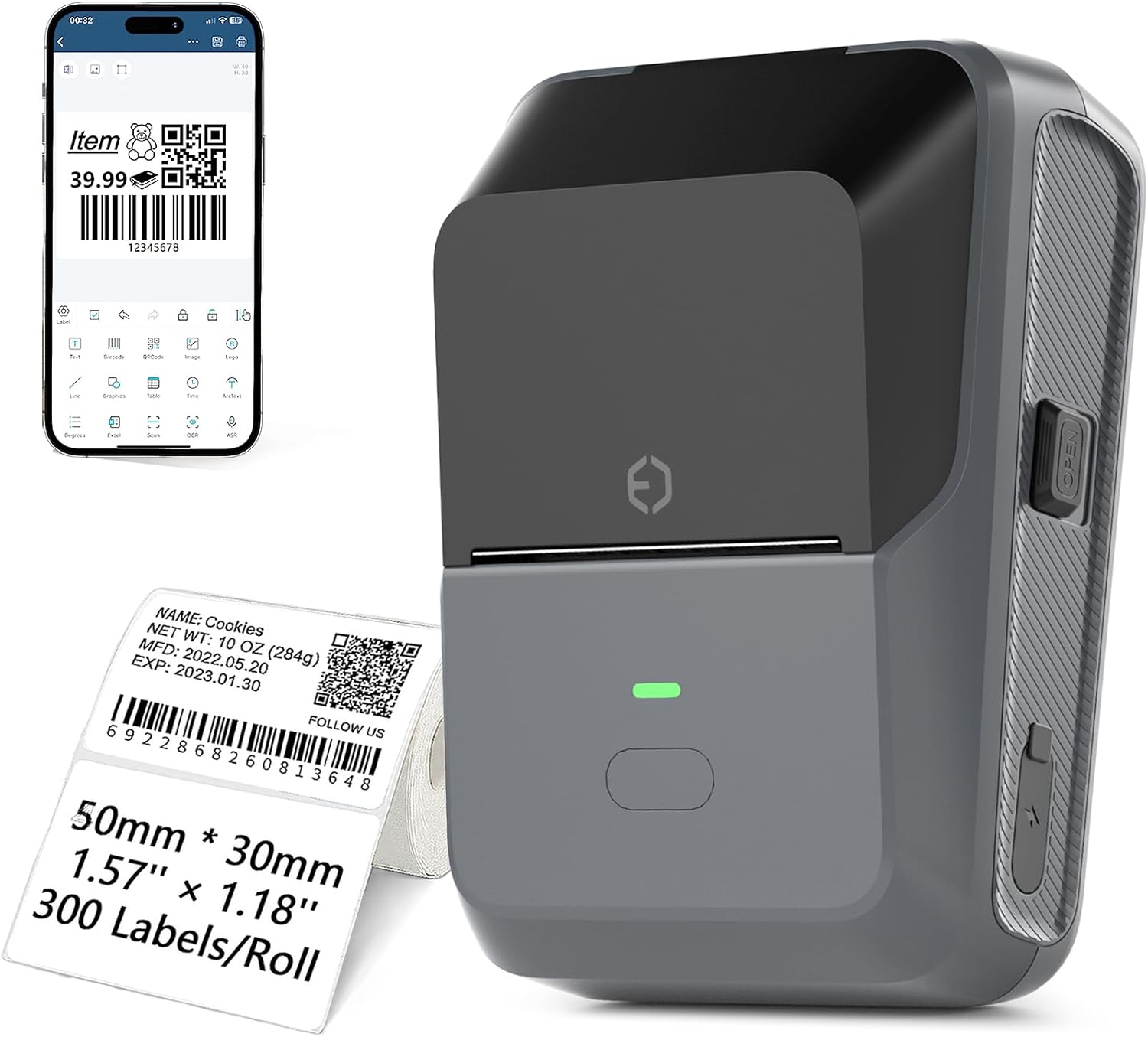 Portable Bluetooth Label Printer + 300 Labels - Lemketan