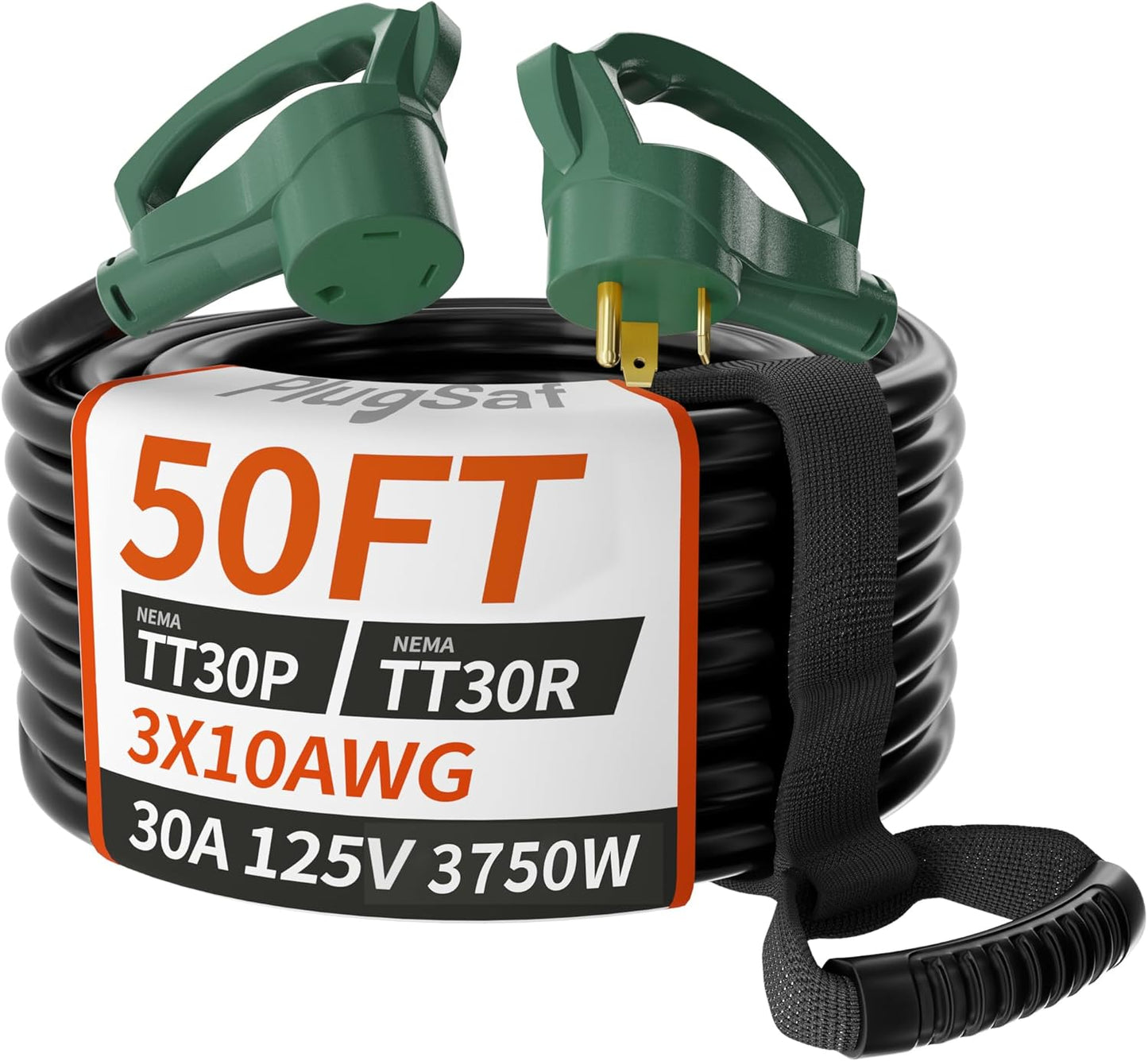 50 FT 30 Amp RV Extension Cord with Grip Handle for Outdoor Use