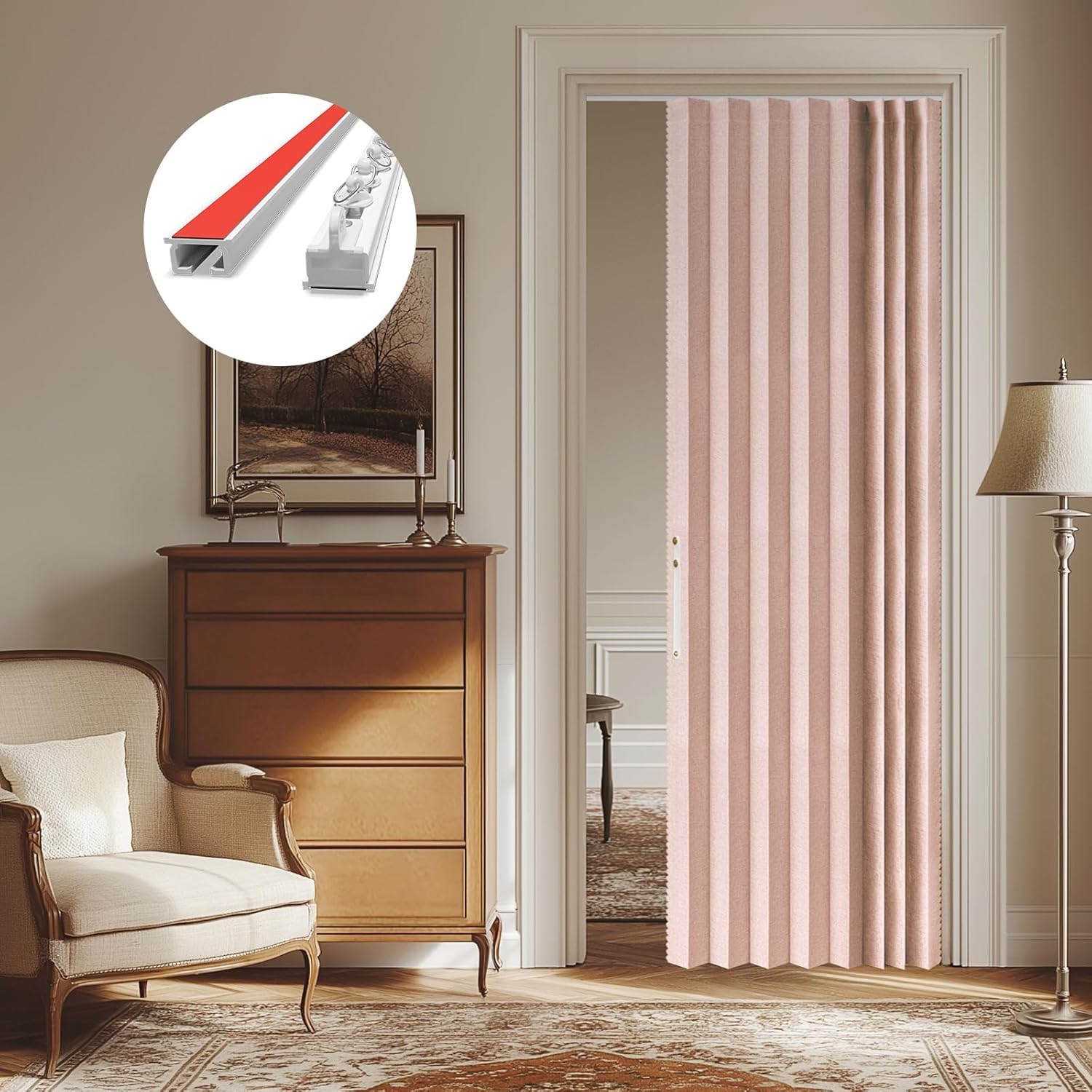 AJAZZ 100% Blackout Accordion Door Curtain for Home Use