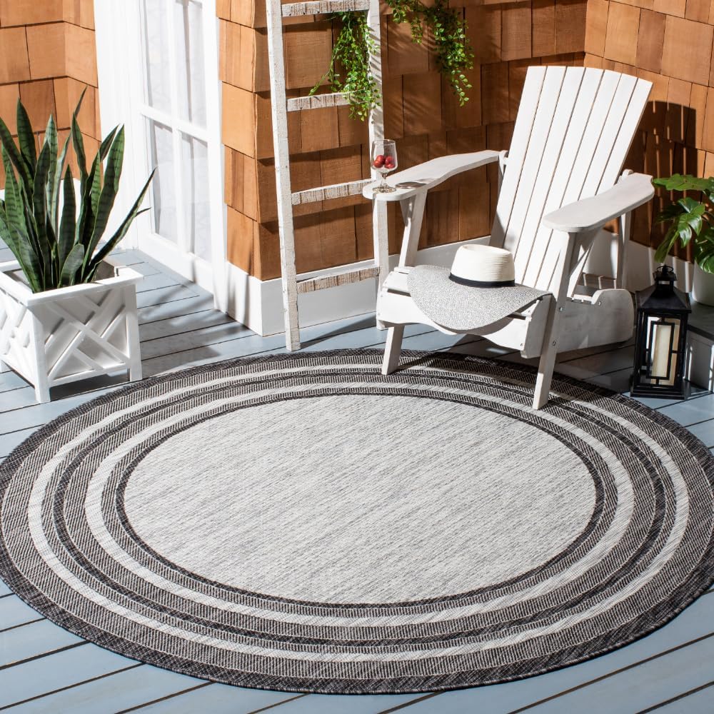 SAFAVIEH Courtyard Collection 9ft Round Area Rug for Indoor/Outdoor