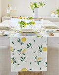 Lemon Print Table Runner 14 x 72 in - Pure Linen Spring Table Accent