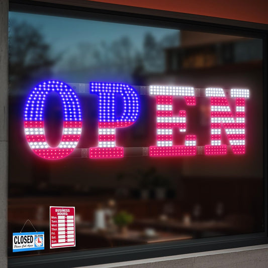 40ft' x 14ft' Large Open Signs for Business - Bright LED Display