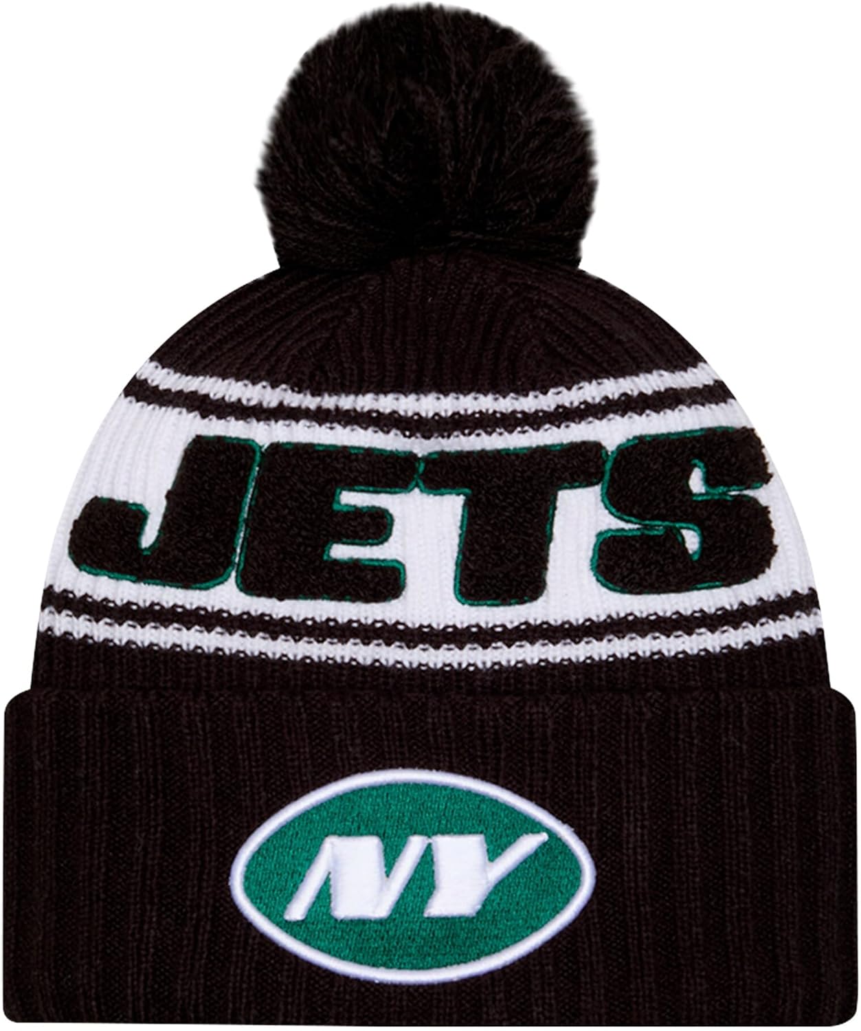 NFL Official Sideline Team Logo Sherpa Striped Pom Beanie