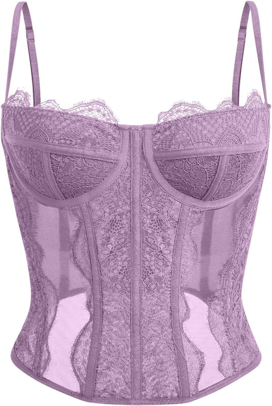 Dealmore Corset Tops For Women: Lace Mesh Date Night Style