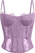 Corset Tops For Women Lace Mesh Crop Top - Flattering Night Out Fit
