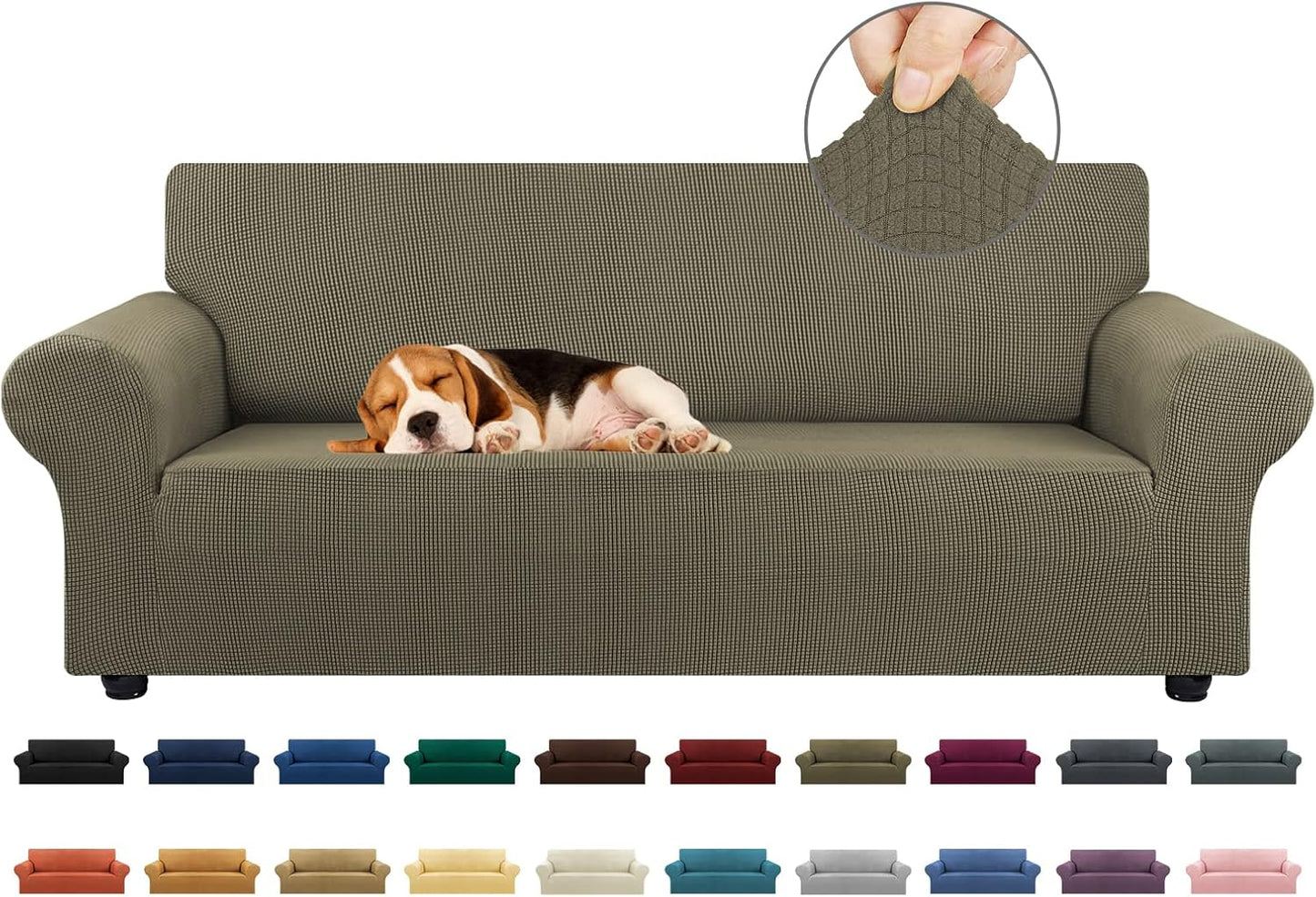 KEKUOU Stretch Sofa Cover Slipcover for 3 Cushion Couch