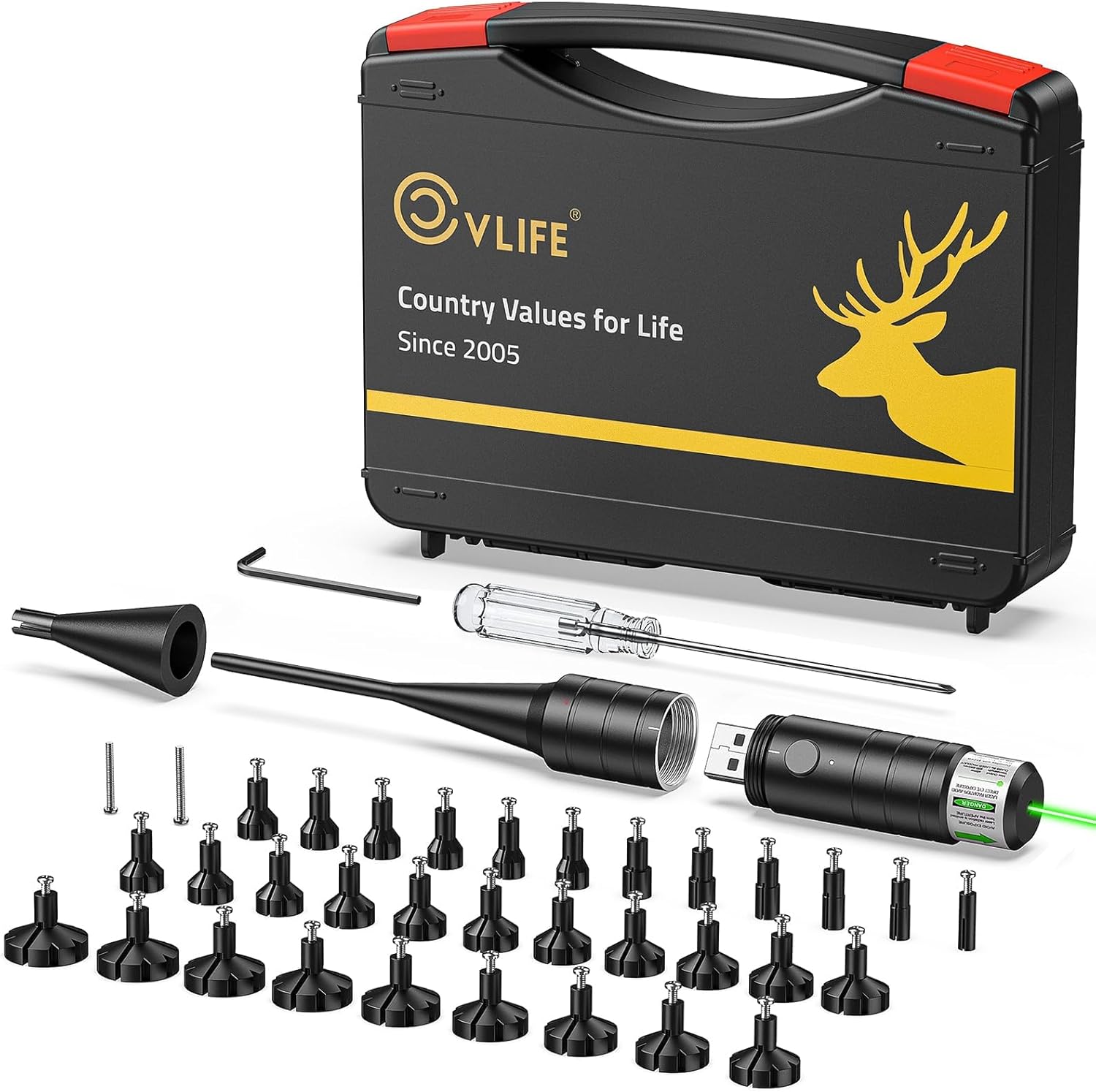 CVLIFE Rechargeable Green/Red Bore Sight Laser for Precision