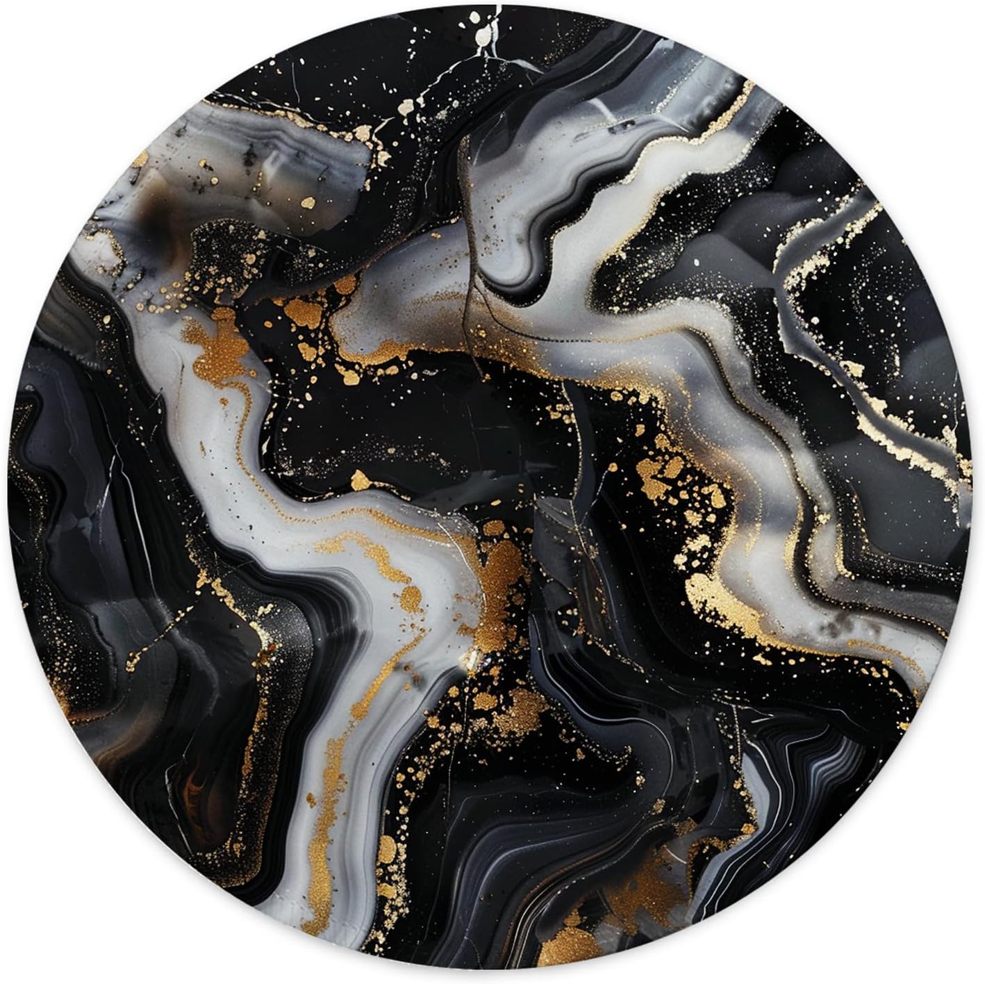 Non-Slip Gaming Mouse Pad 7.9x7.9 Inch - Stylish Grey Black Marble Design