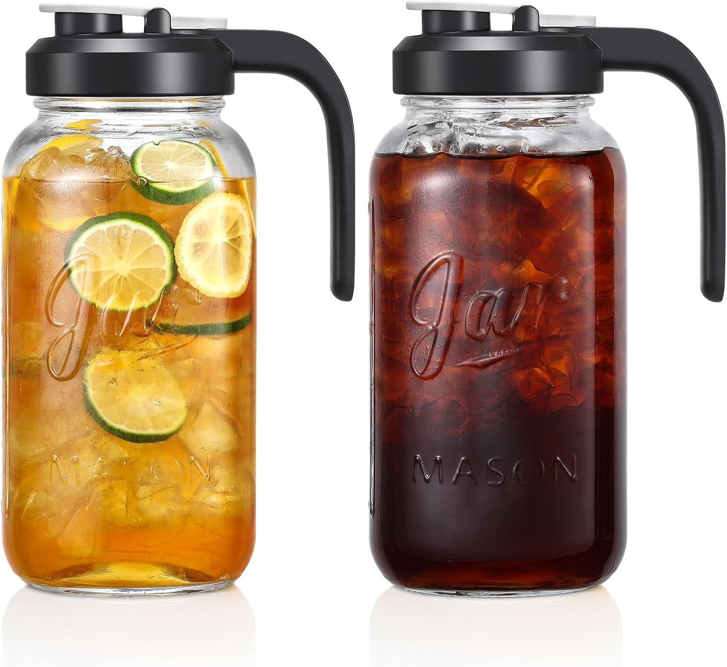 Set of 2 Glass Pitcher with Lid for All Your Beverages