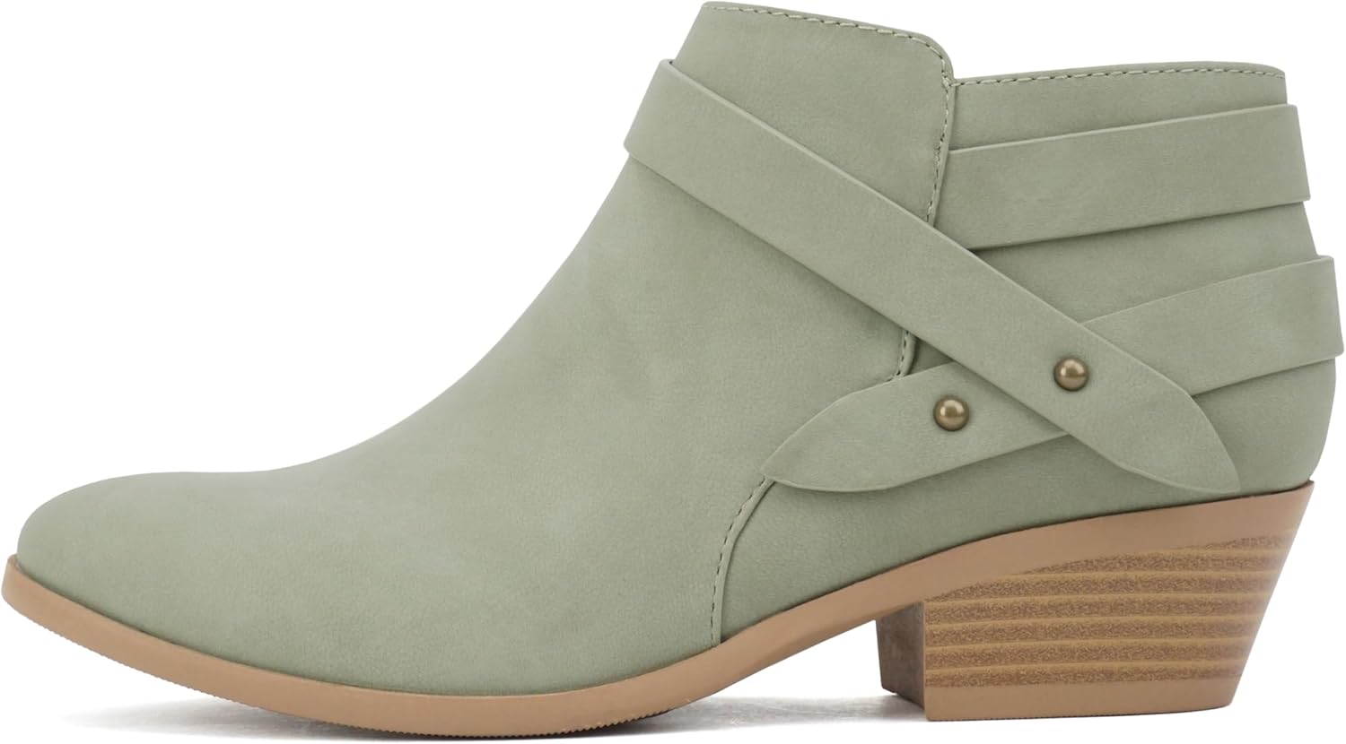 Soda SWEETEN Women's Fashion Closed Toe Ankle Bootie Block Heel