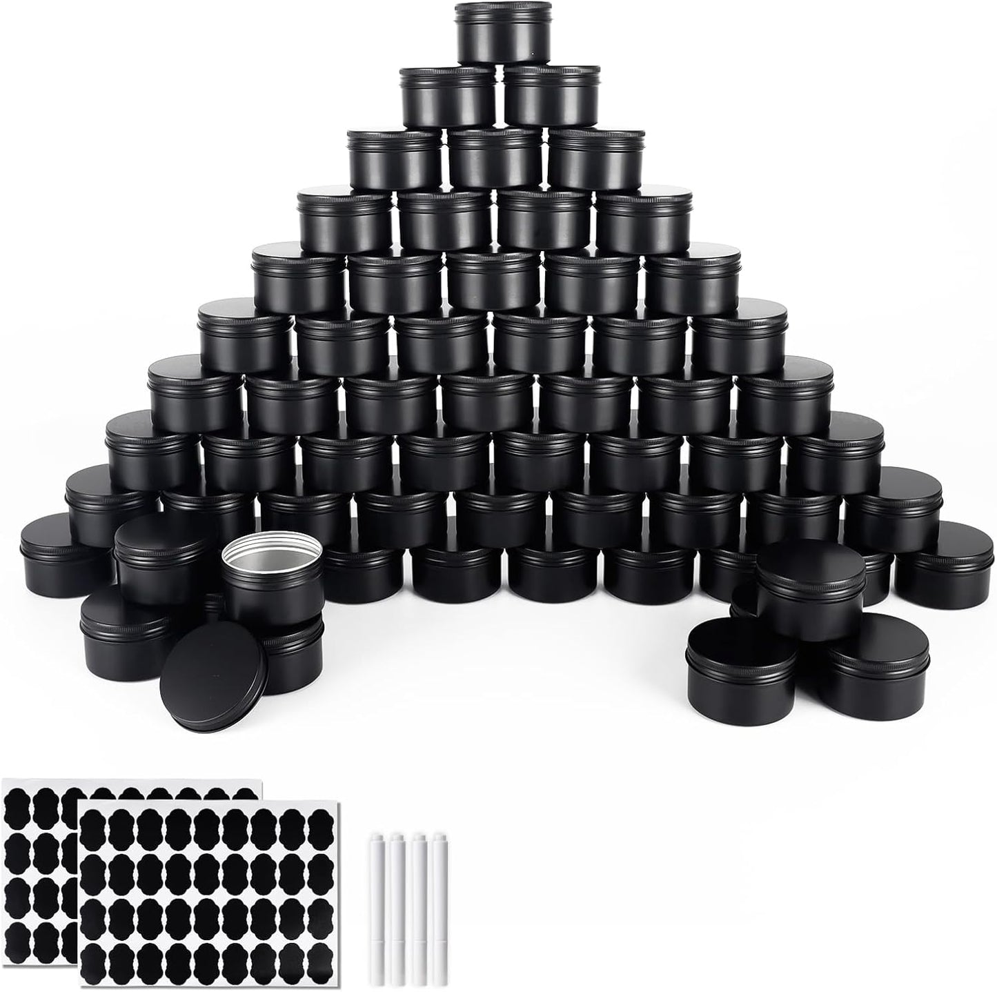 64 Pack Round Cans with Screw Lid for DIY Crafts and Storage
