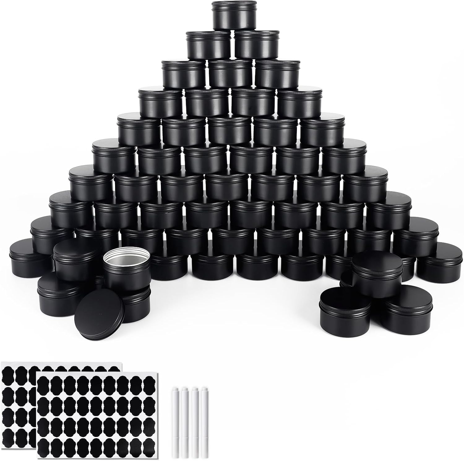 64 Pack Round Cans with Screw Lid for DIY Crafts and Storage