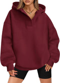 Women Oversized V Neck Hoodie - Cozy Fleece Fall Sweatshirt