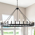 53 Inch Large Black Wagon Wheel Chandelier 30-Light - Vintage