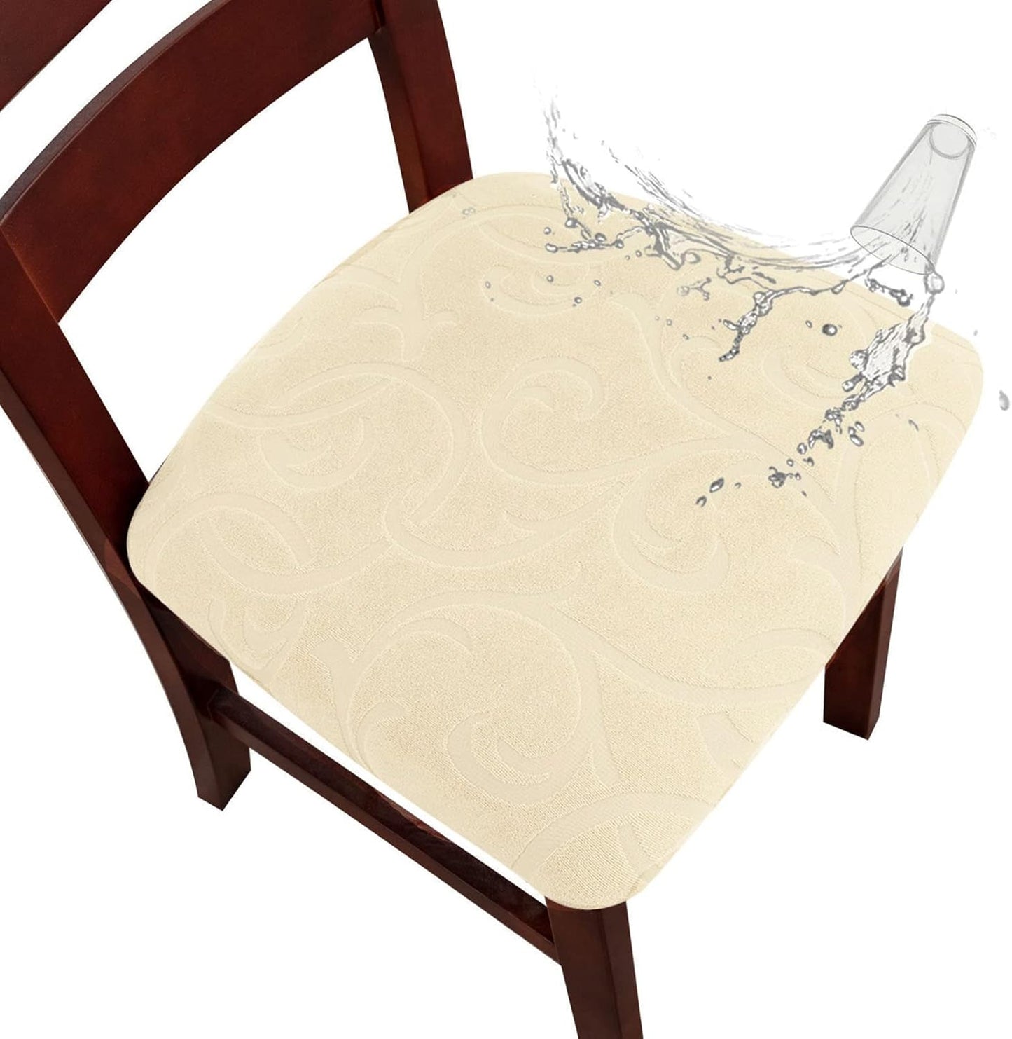 Genina Chair Seat Covers Waterproof for Dining Room 6 Pack