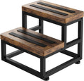 2 Step Wooden Step Stools for Adults Kids - Heavy Duty Bed Step