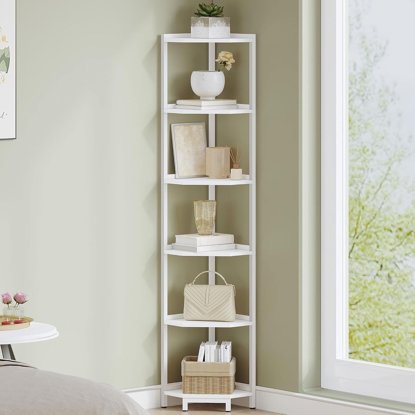 Corner Shelf Stand for Living Room, Office, and Bedroom Use