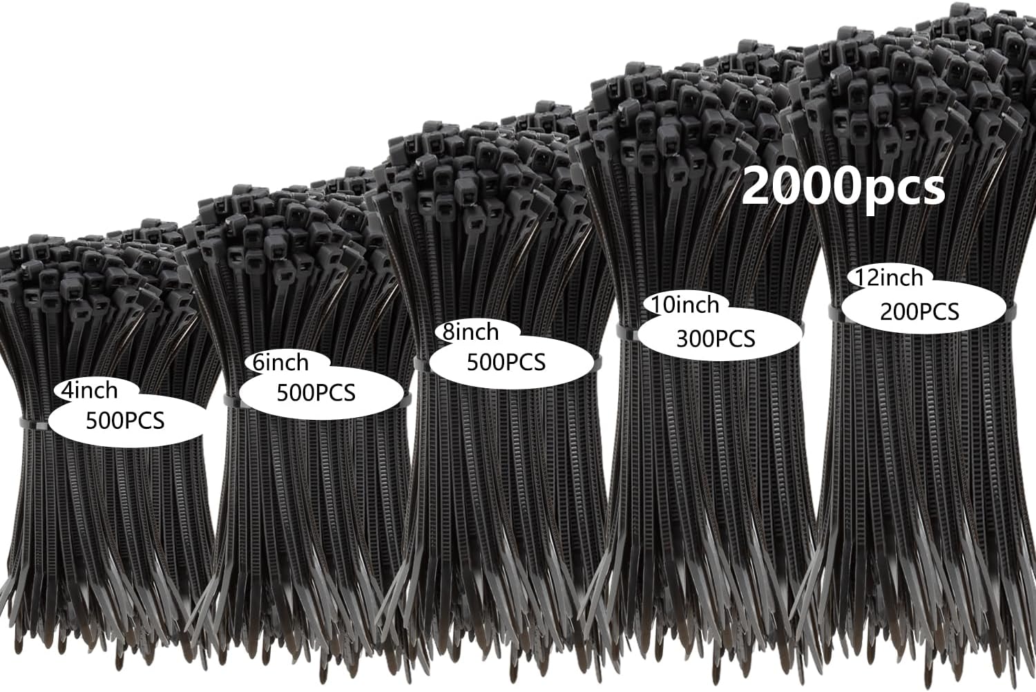 2000 PCS UV Resistant Zip Ties Set - Versatile Cable Straps