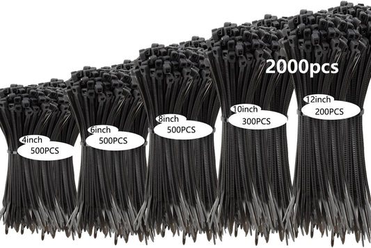 2000 PCS UV Resistant Zip Ties Set - Versatile Cable Straps