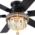Asyko Crystal Ceiling Fan Fandelier with Lights for Home Use