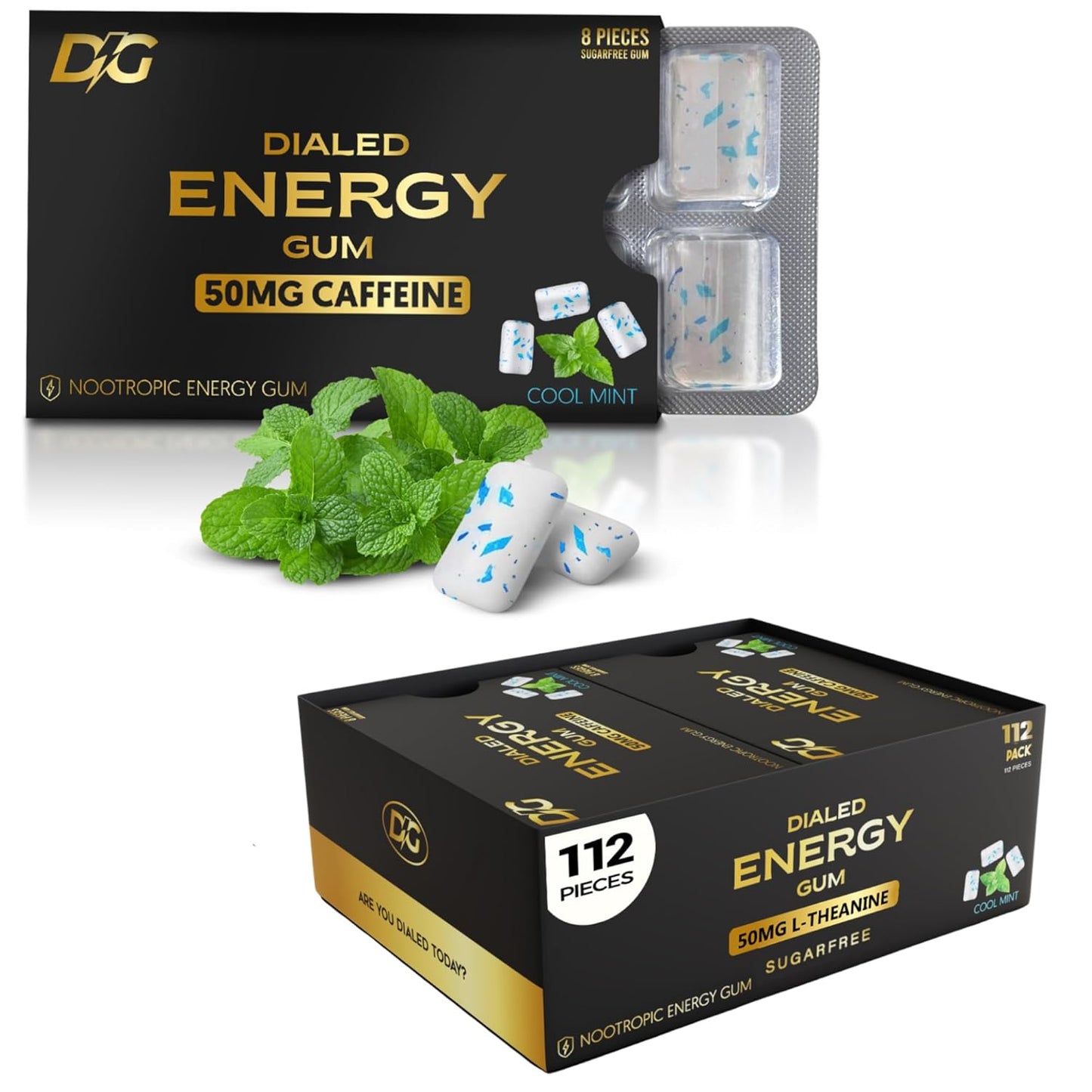 Dialed Energy Caffeine Gum - Sugar Free Focus Supplement