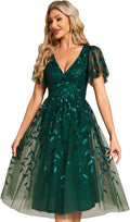 Elegant A-Line Wedding Guest Dress - Embroidered Tulle & Sequins