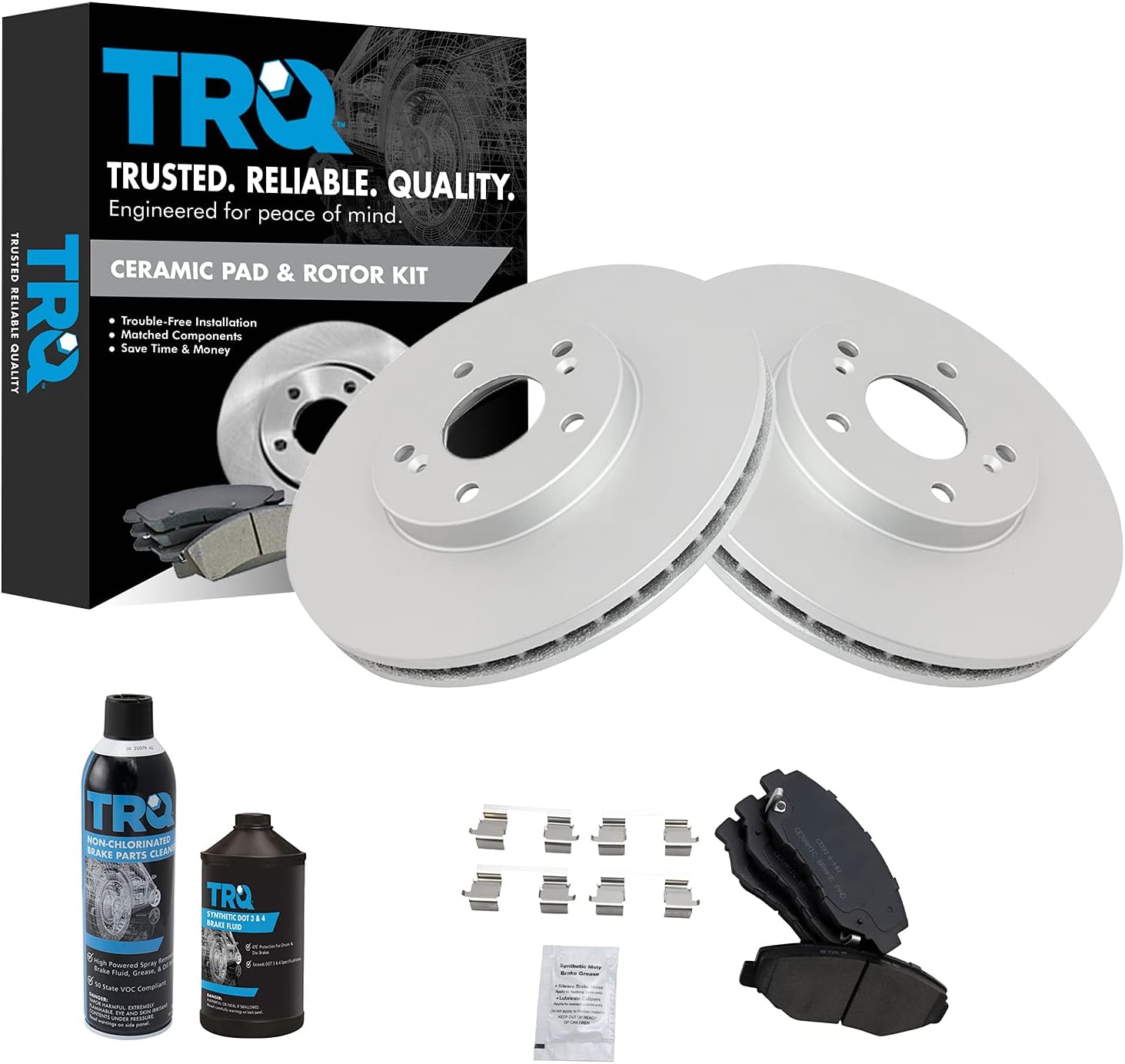 TRQ Front Brake Pad & Rotor Kit for 2003-2008 Honda Pilot