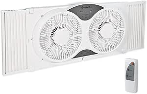 Comfort Zone 9in Reversible Twin Window Fan with Remote Control