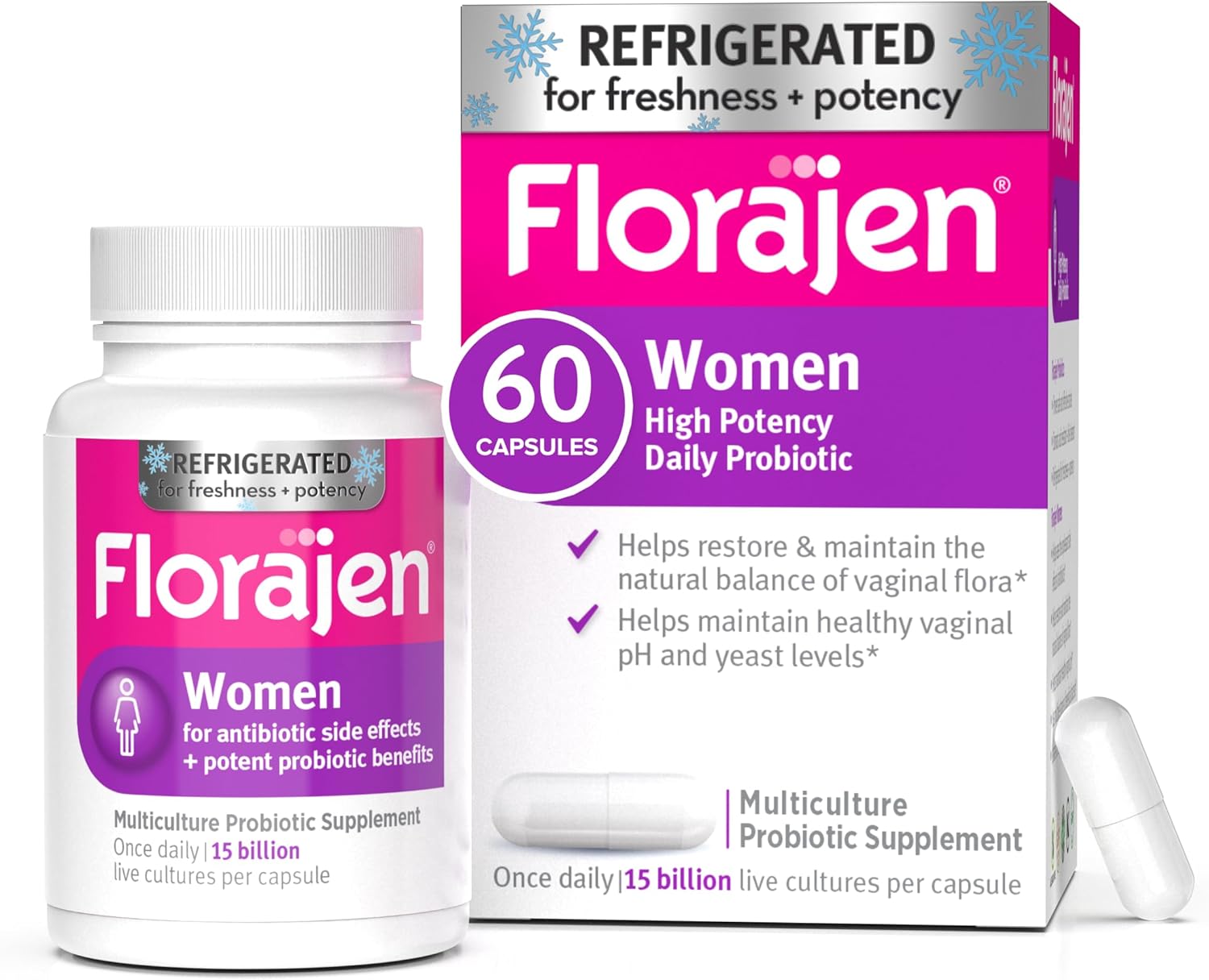 Florajen Womens Vaginal Probiotic for Gut Health & pH Balance