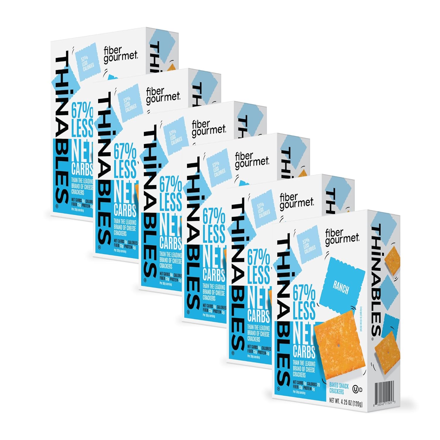 Fiber Gourmet Ranch Thinables Cheese Crackers - Low Calorie Snack