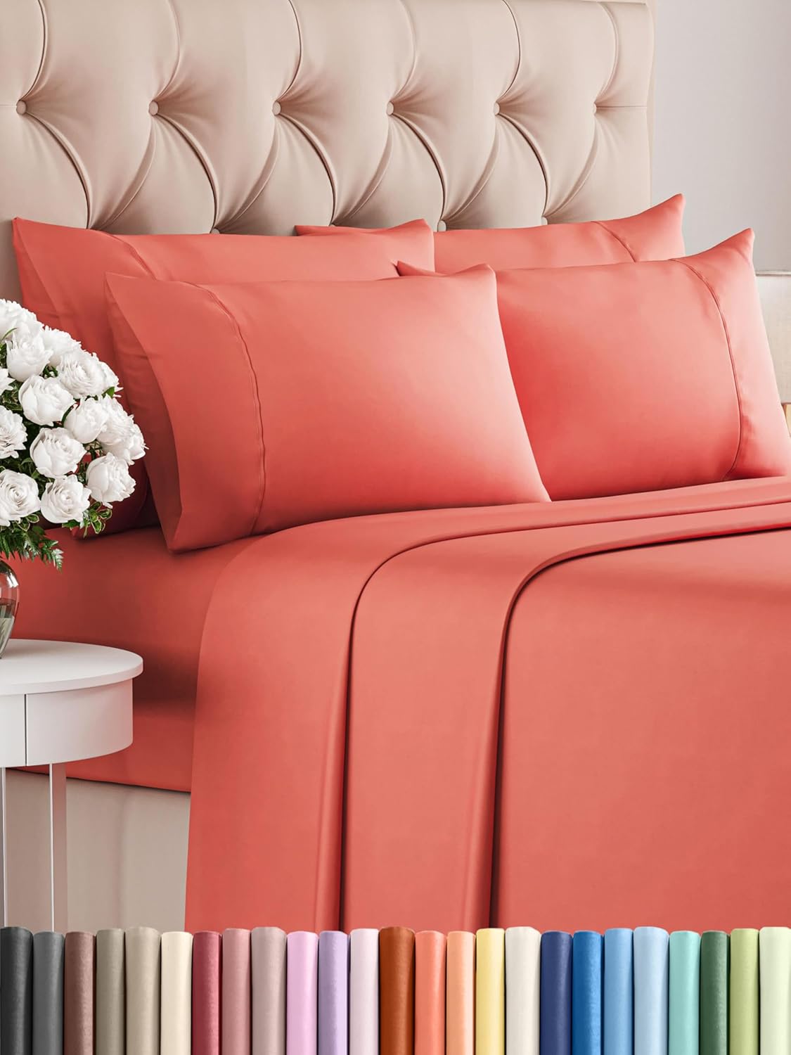Queen 6 Piece Sheet Set - Ultra Soft Cooling Sheets for Comfort