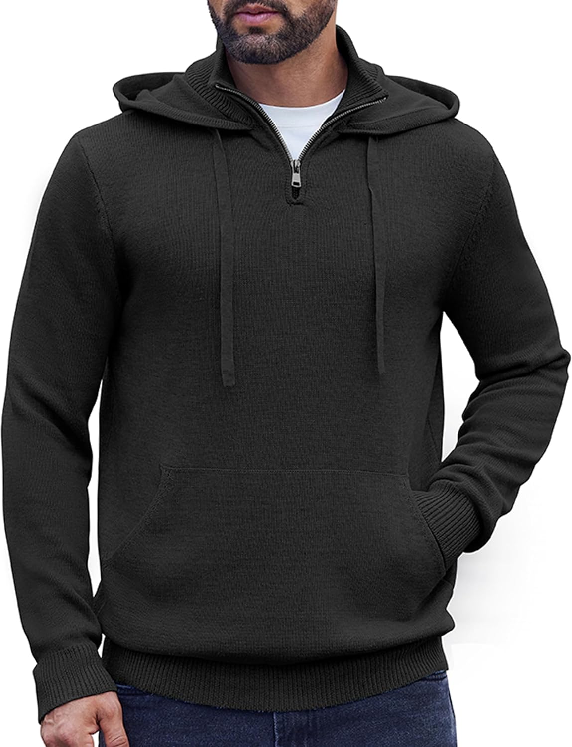 COOFANDY Mens Knitted Hoodie Sweater for Stylish Comfort