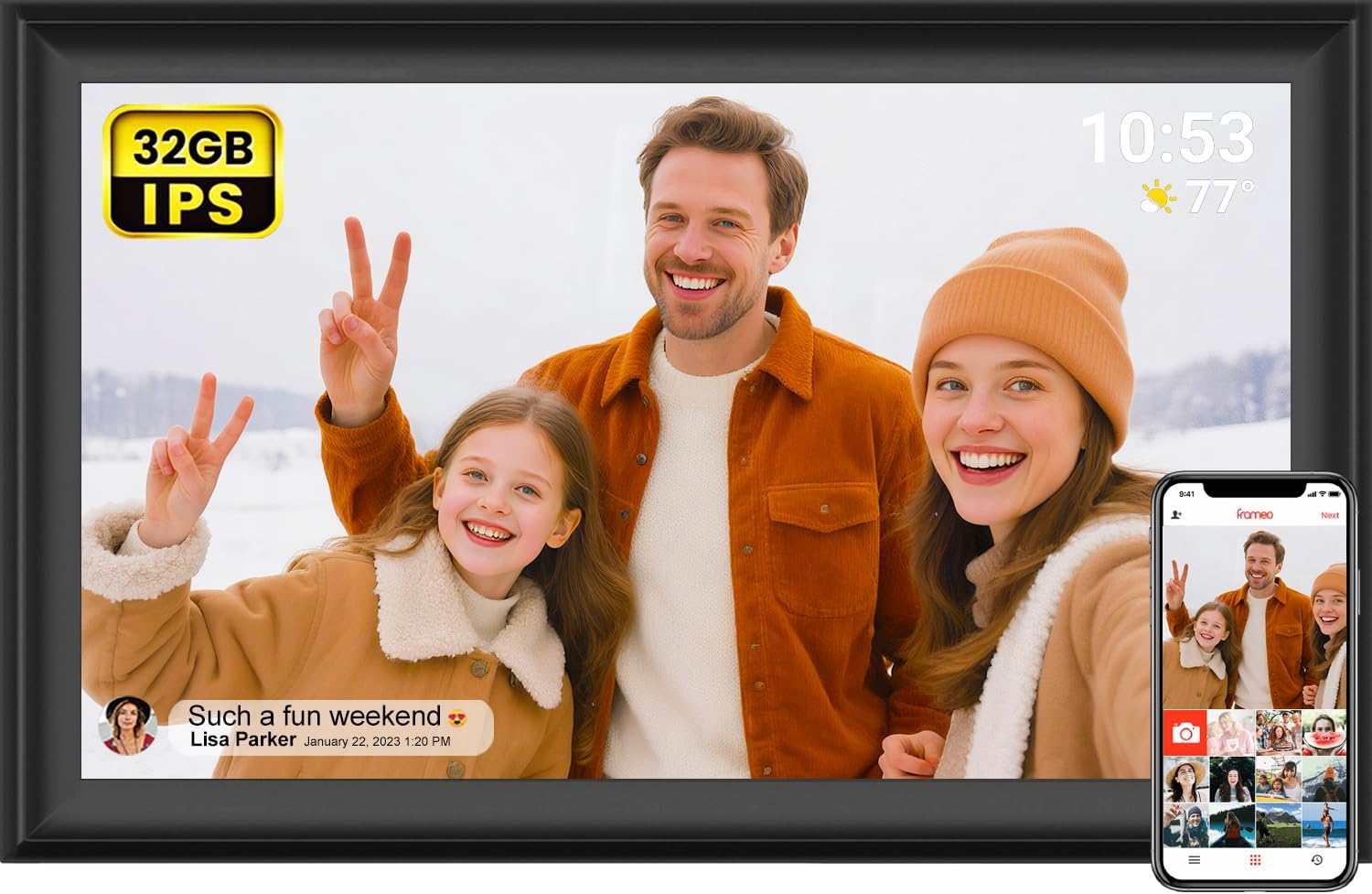Frameo 15.6 Inch Digital Photo Frame with WiFi and Touchscreen