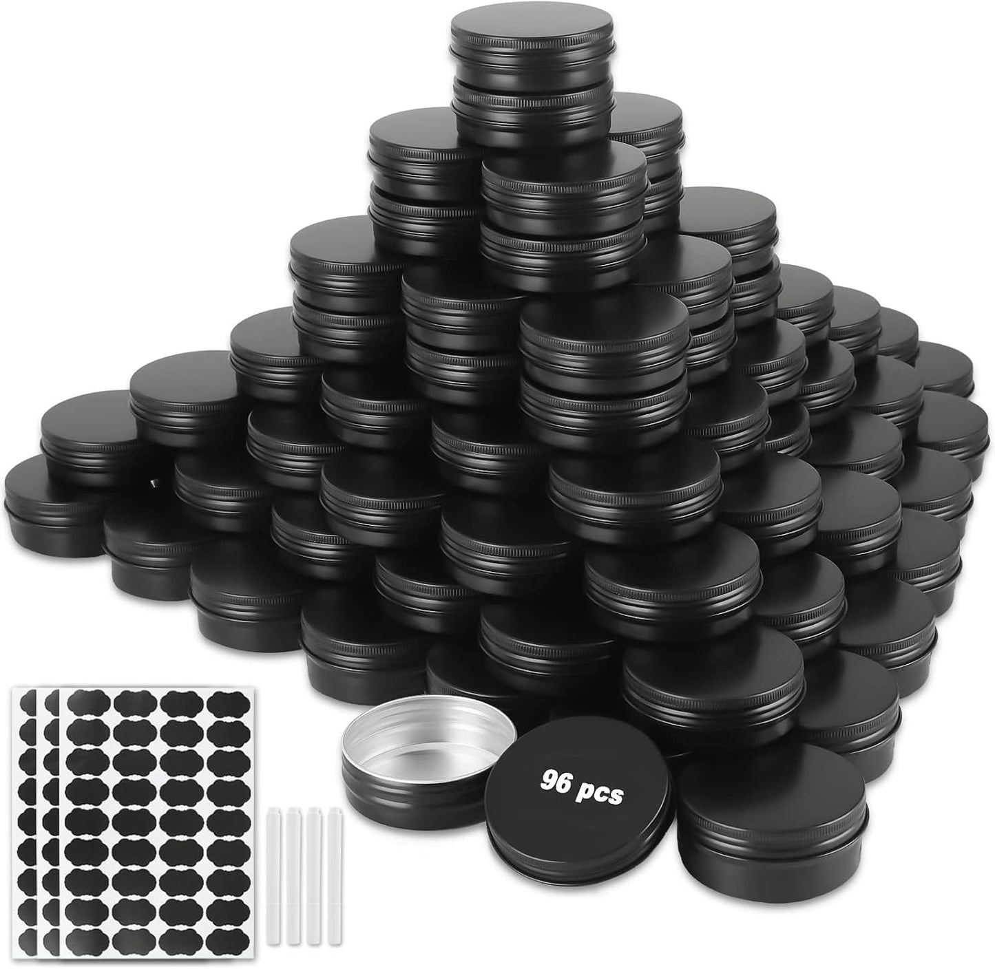 96 Pack Round Aluminum Metal Tins for DIY Crafts and Storage
