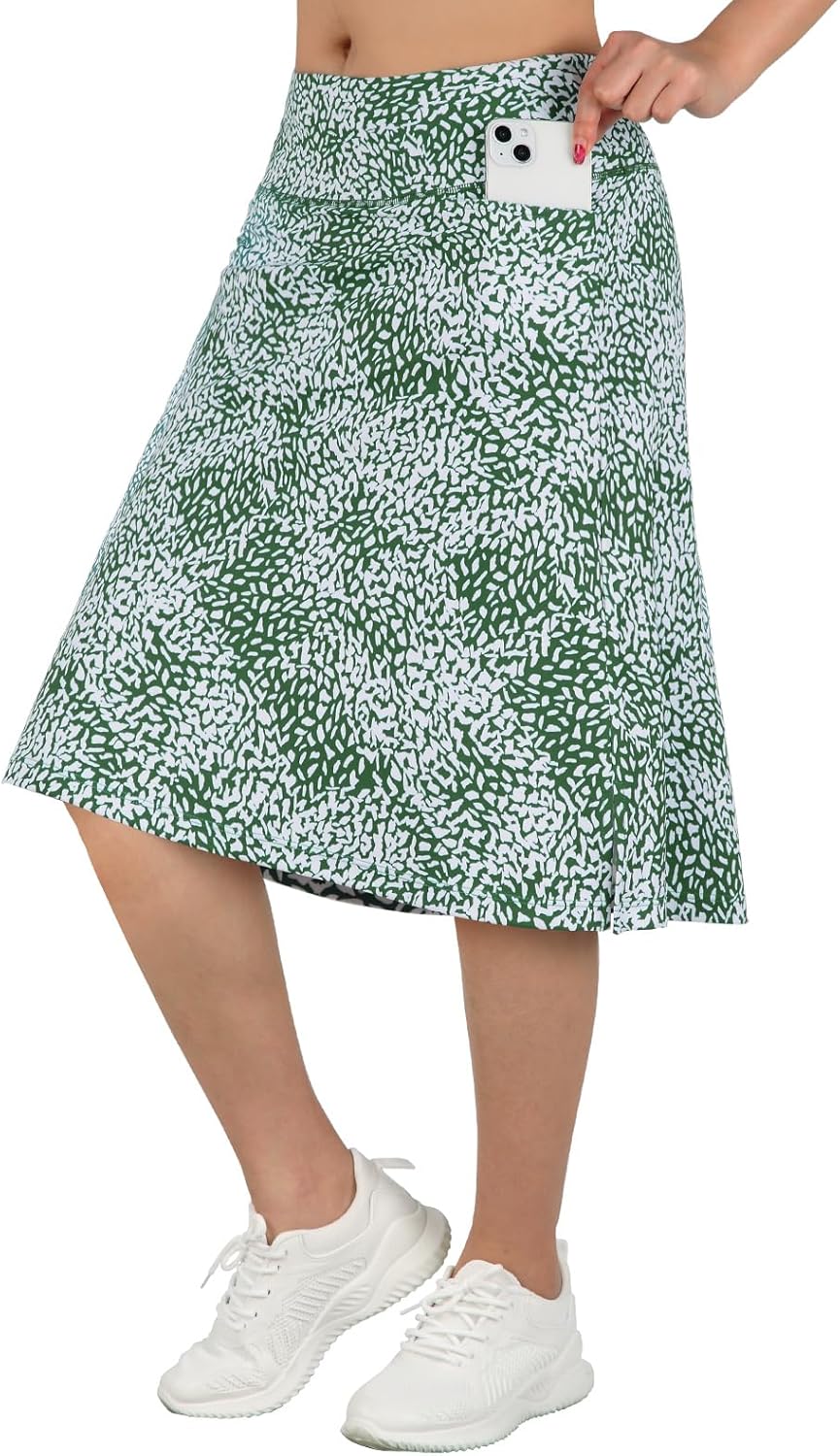 Women's Midi Length Skorts with 3 Pockets for Activewear