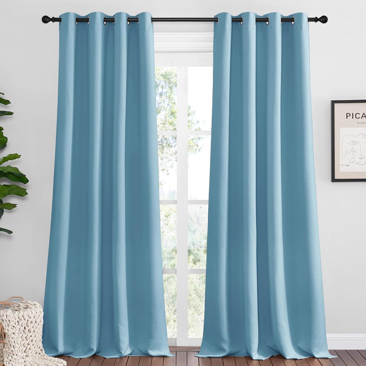 NICETOWN Teal Blue Blackout Curtains for Elegant Living Rooms