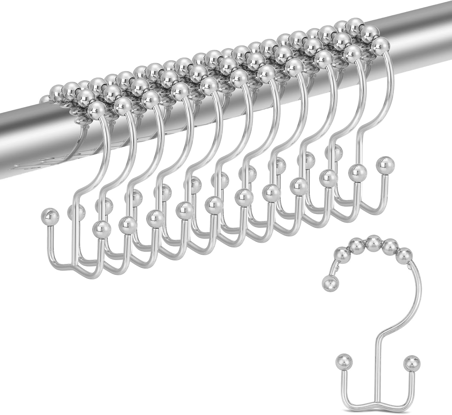 HUIJIACHUANG Stainless Steel Shower Hooks - Rust Resistant, Smooth Glide