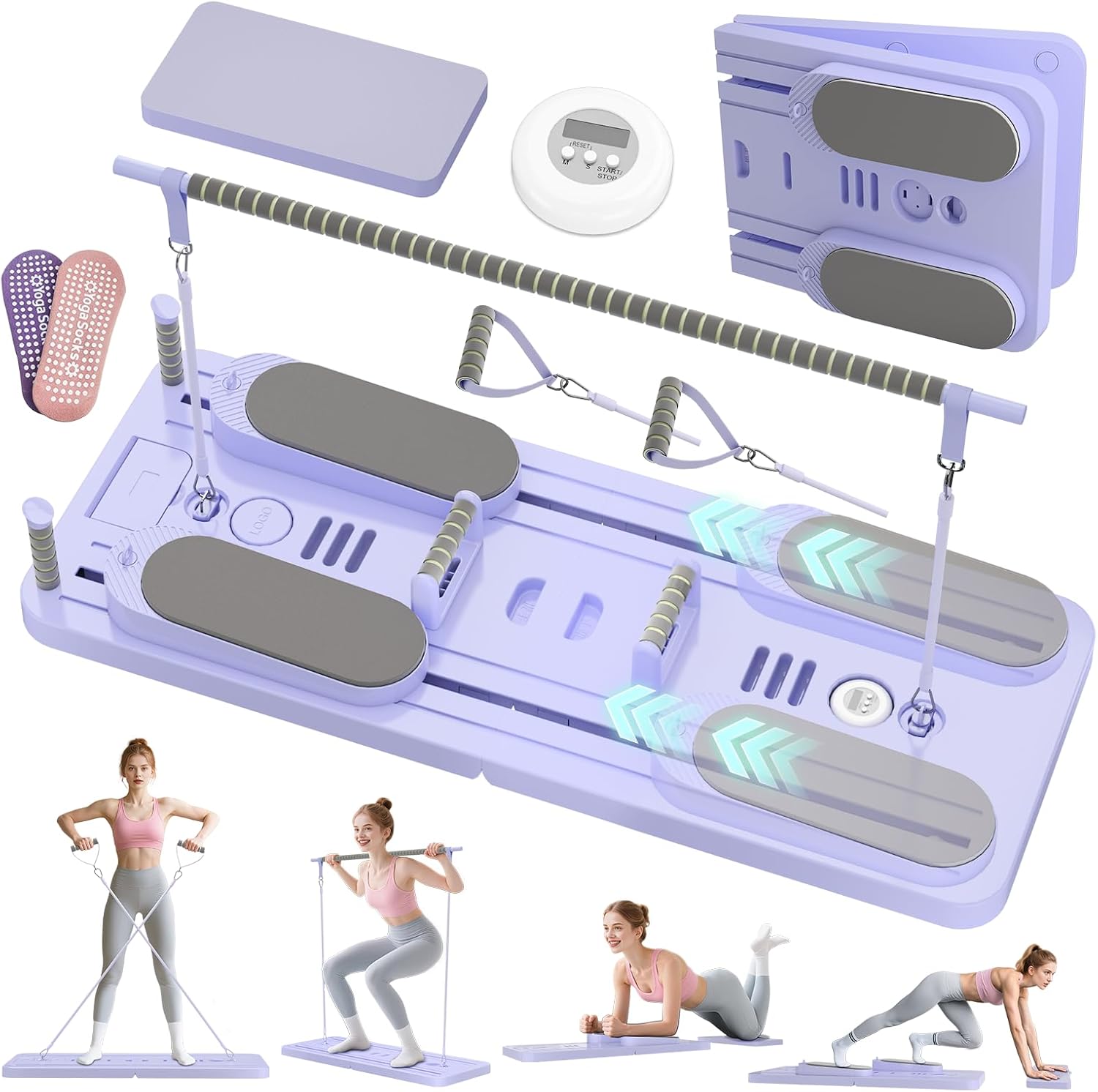 5 in 1 Portable Pilates Reformer Set for Home Workout
