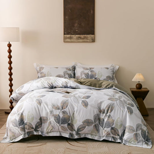 Ultra Soft Floral Pattern Duvet Cover Set King Size 100% Cotton