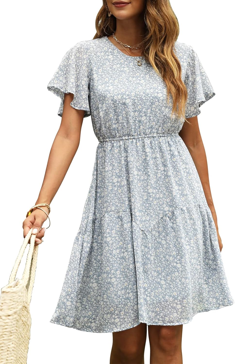 Manydress Women's Chiffon Floral Dress for Summer Fun and Style