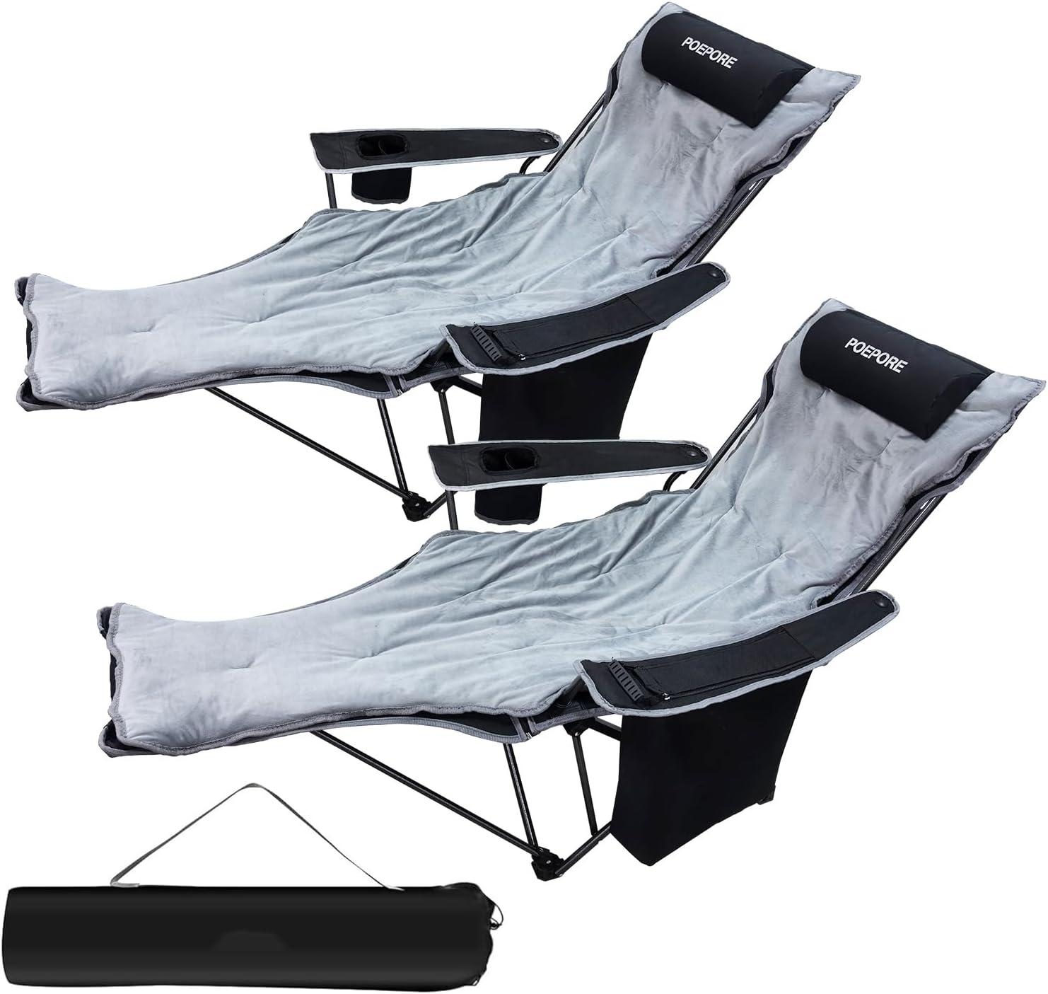 2-Pack Reclining Camping Chair with Foot Rest for Comfort