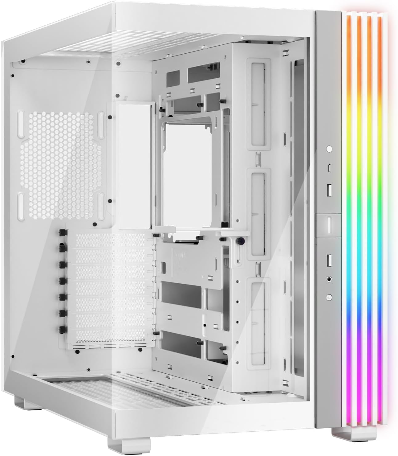 Light Base 600 DX White PC Case with ARGB LED Strip and Custom Layout
