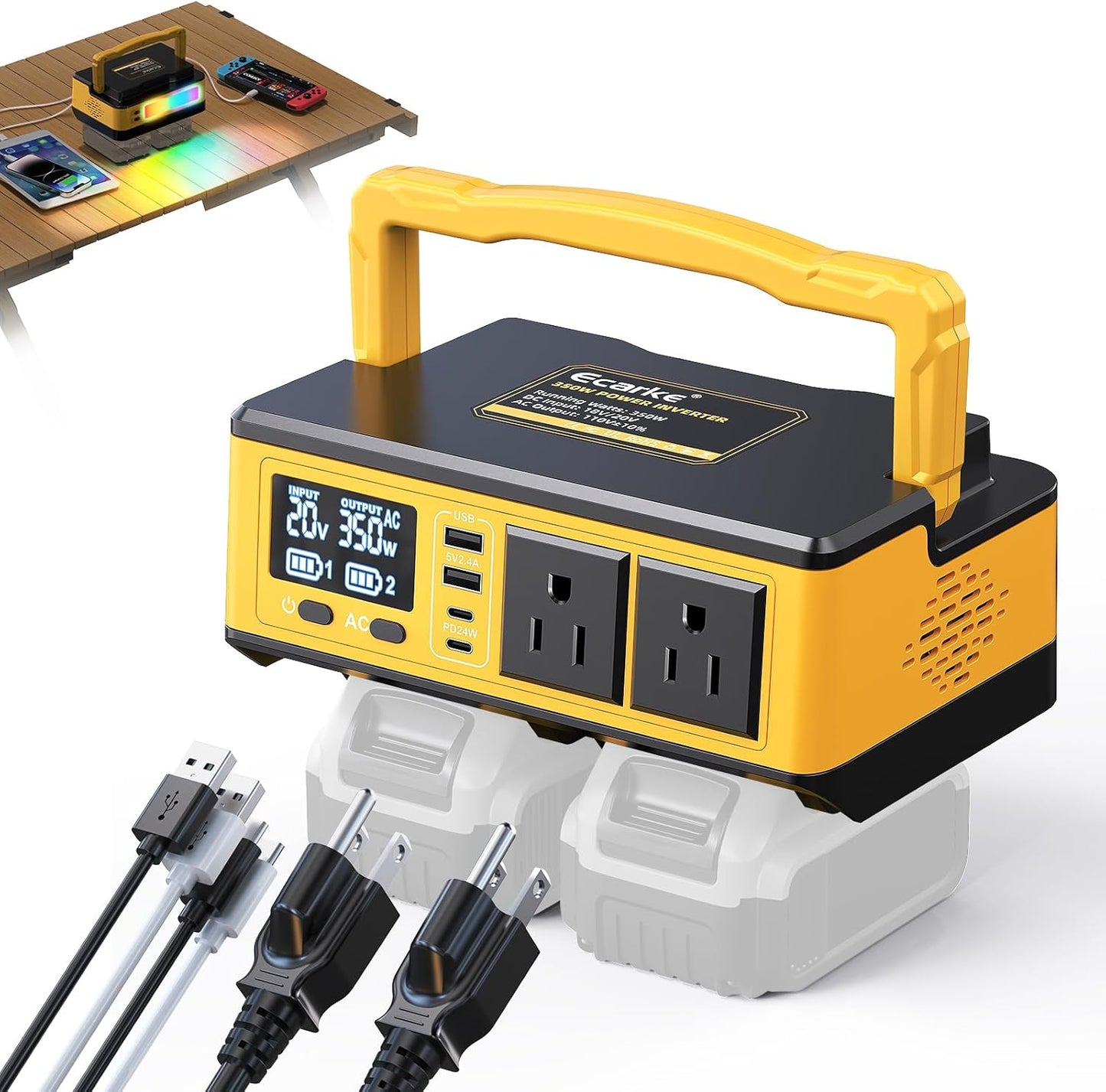 350W Power Inverter for DeWalt Batteries - Portable Power Source