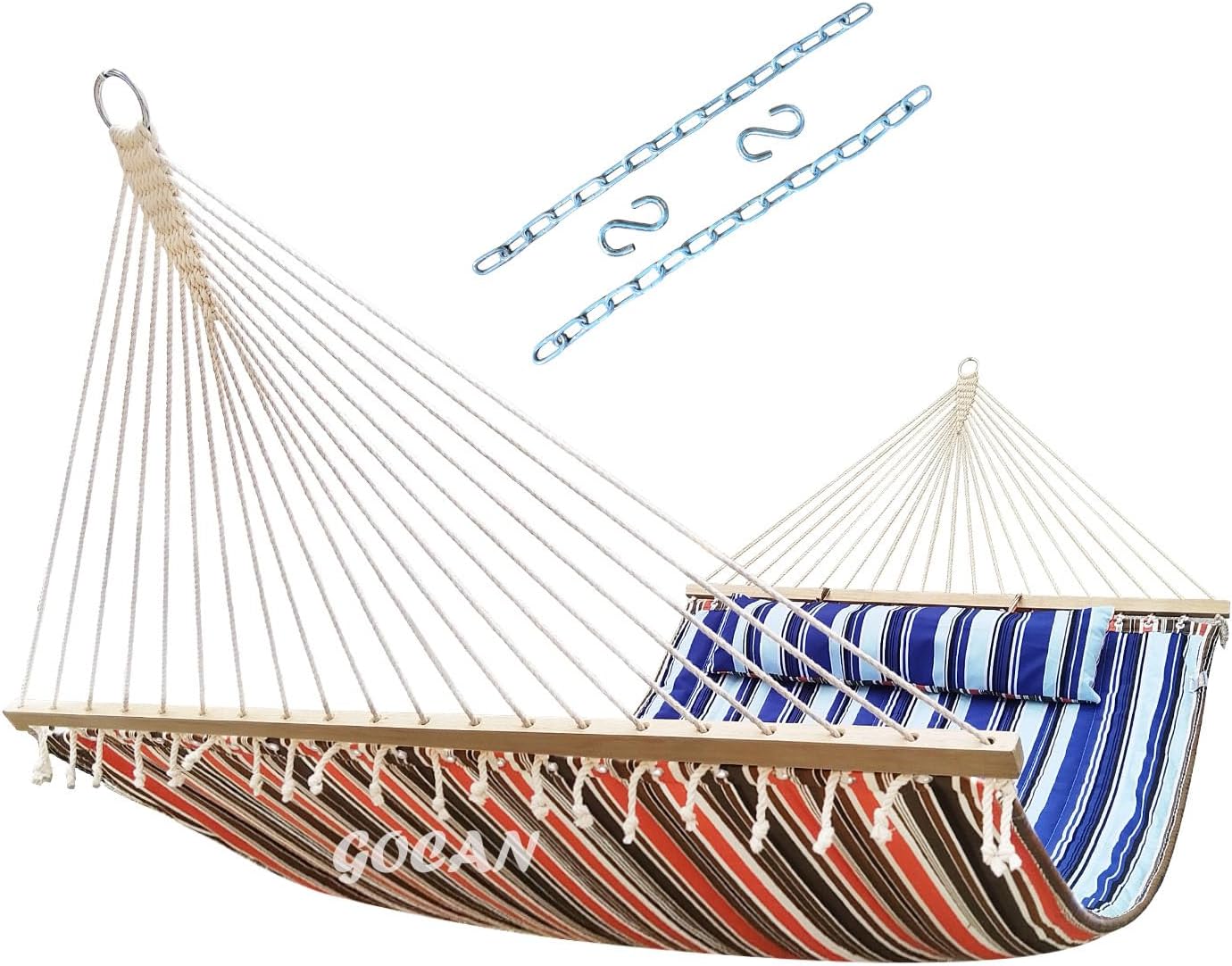 Double Hammock with Quilted Fabric for Outdoor and Indoor Use