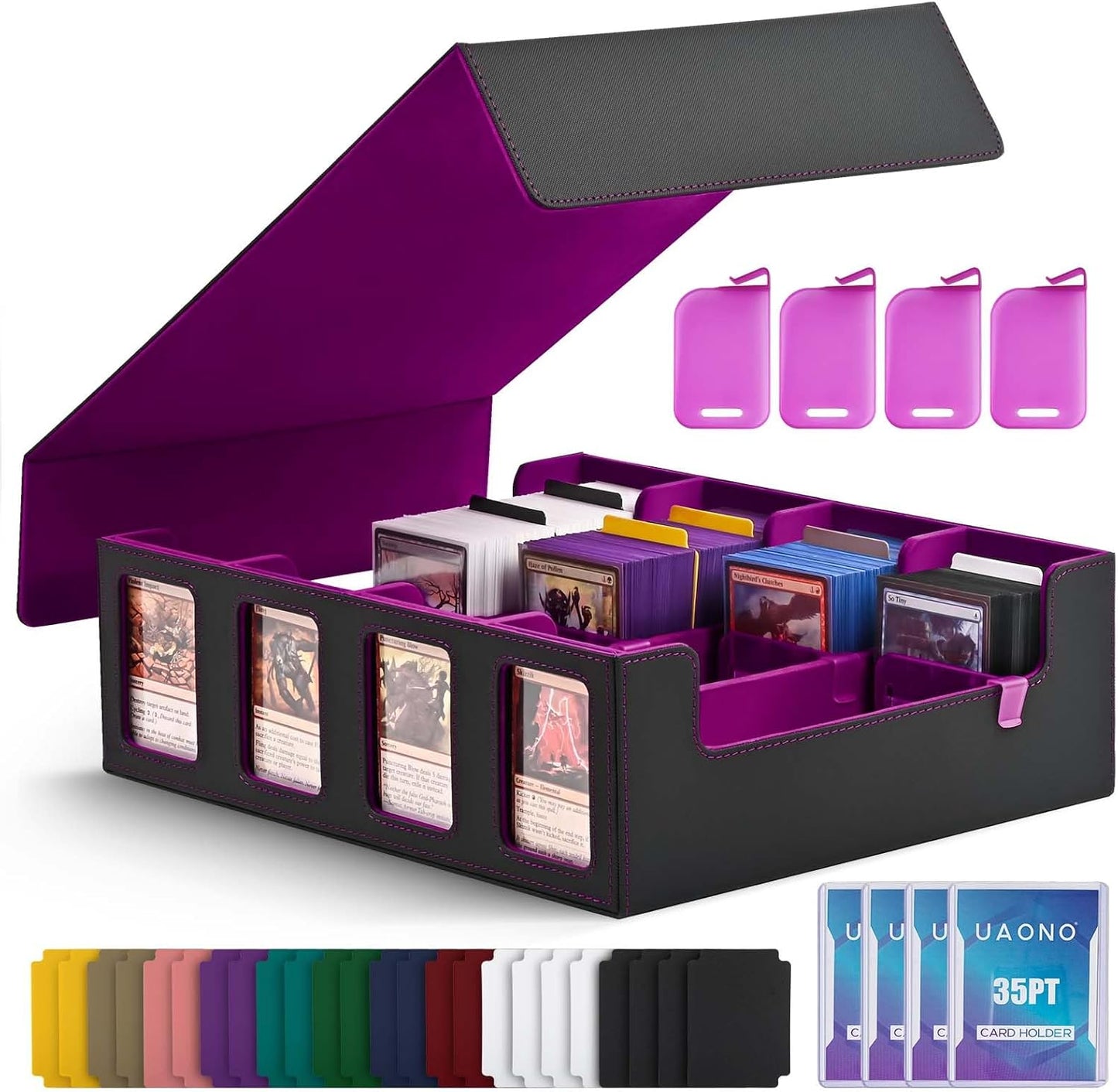 Trading Card Storage Box with Commander Display for MTG Decks