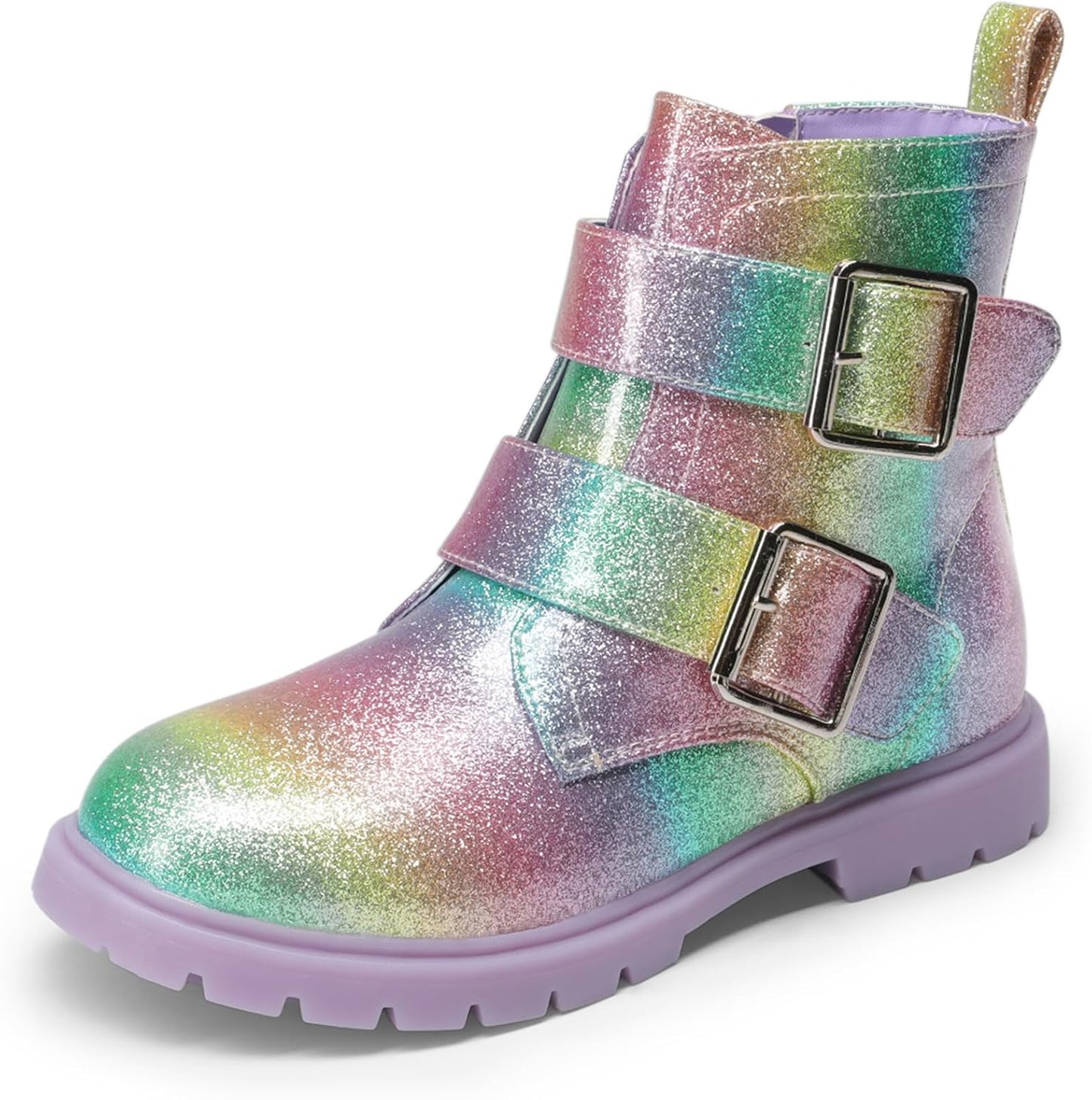 DREAM PAIRS Glitter Ankle Boots for Kids with Side Zipper