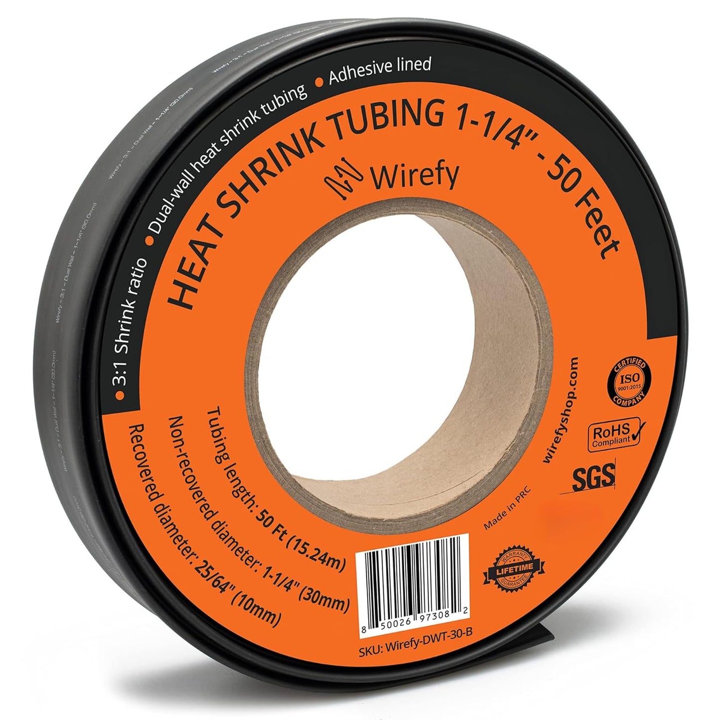 Wirefy Heat Shrink Tubing - 1-1/4 inch Waterproof Roll