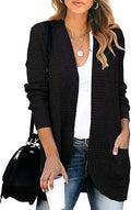 Waffle Knit Open Front Long Sleeve Cardigan - Cozy Fall Layer